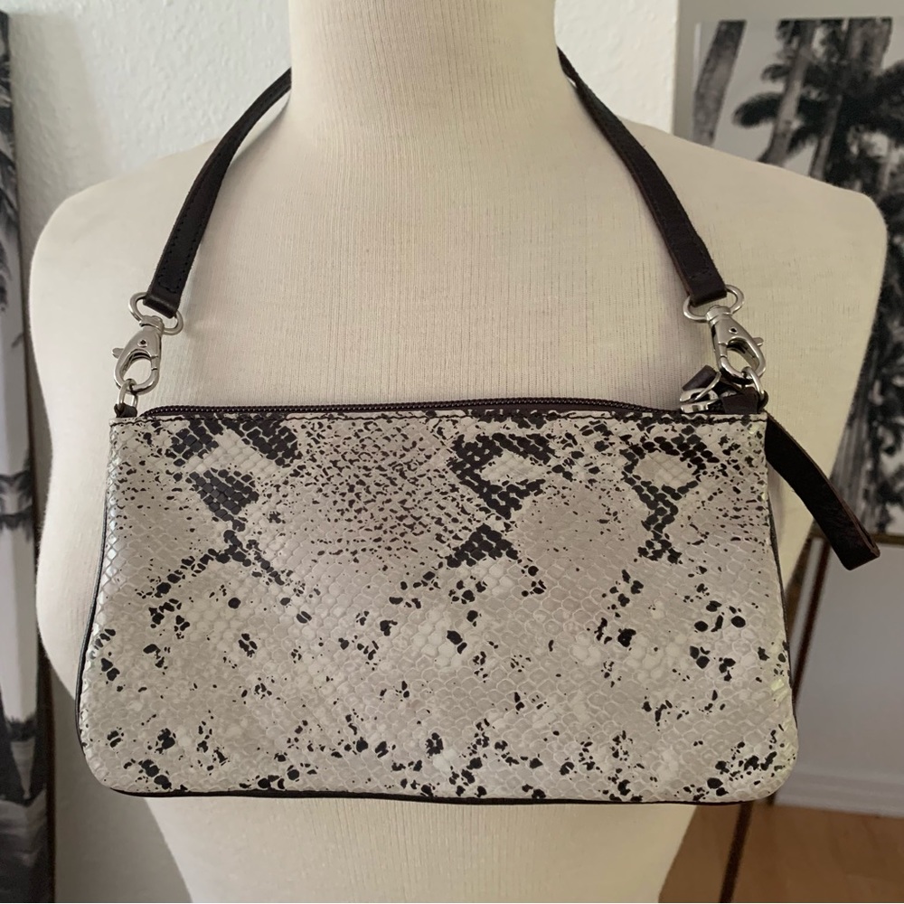 Coccinelle Zippered Soft Clutch With Python Embos… - image 2